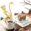 Coffee Dessert Spoon Set, Swan Base Holder Spoon Organizer with 6pcs Spoons for Coffee Fruit Dessert Stirring Mixing Sugar Stir Ice Cream Cake Teaspoon (Gold) view 4