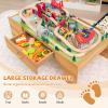 GLACER Train Table, 100 Piece Wooden Activity Table w/Large Storage Drawer view 4