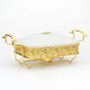 JYHCD Chafing Dish Buffet Set, White Ripple Ceramics Chafer, Rectangle Chafer and Buffet Warmer Set for Buffet Weddings, Parties, Banquets, Christmas, Catering Events,1.5L view 1