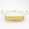 JYHCD Chafing Dish Buffet Set, White Ripple Ceramics Chafer, Rectangle Chafer and Buffet Warmer Set for Buffet Weddings, Parties, Banquets, Christmas, Catering Events,1.5L view 2