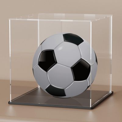 CRMPro Clear Acrylic Display Case with Matt Black Base and Lid, Dust-Proof Acrylic Showcase, Cube Counter-Tops Box for Large Collectibles (10x10x10 inch)