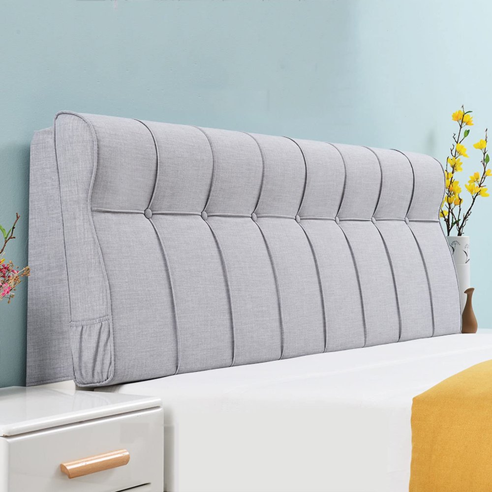 Linen Headboard Cushion Large Bolster Rest Reading Pillow Wedge Headboard Backrest Lumbar Pad Removable Headboard Cover for Day Bed Bunk Bed Bench,A,with headboard King 70.8"