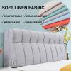 Linen Headboard Cushion Large Bolster Rest Reading Pillow Wedge Headboard Backrest Lumbar Pad Removable Headboard Cover for Day Bed Bunk Bed Bench,A,with headboard King 70.8" view 2