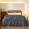 100% Cotton Waffle Blanket (Dark Grey - King Size - 104 * 90''), Pre-Washed and Anti-Shrinkage Soft Lightweight Bed & Couch Blanket, 380 GSM Waffle Weave Throw Blanket for All Seasons view 2