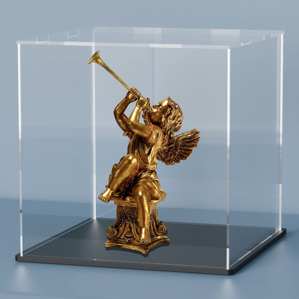 HEMYLU Acrylic Display Case, Clear Acrylic Box with Matt Base and Lid for Display, Large Display Case for Action Figures Home Storage and Organizing Toys (12x12x12 inch)