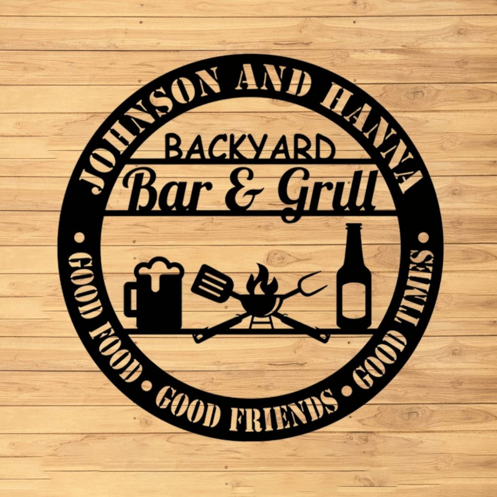 Custom BBQ Metal Wall Sign - Personalized BBQ Metal Wall Art - BBQ Metal Wall Decor - BBQ Outside Wall Decor - Family Name Sign - Metal Home Decor