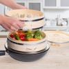 2-tier 10" Bamboo Steamer with Reinforcement & Handle, Reusable Silicone Liner & Accessories Kit For Cooking Dumpling, Baby Bao Bun, Dim Sum, Rice Potsticker Steaming Chinese Asian Food & Vegetables view 4
