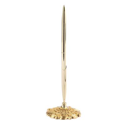 Teensery Wedding Pen - Metal Signing Pen with Hollow Round Pen Holder for Wedding, Bridal, Engagement Party & Valentine's Day Favors, 1 Piece (Gold)