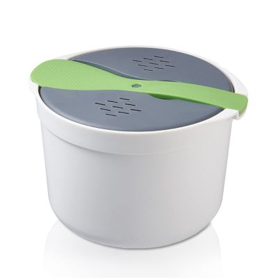 2L Microwave Rice Cooker,Microwave Cookware with Lid and Strainer, Food Grade PP Microwave Rice Steamer Cooker, Microwave Rice Maker, Easy To Use (green), Microwavable Rice Cooker Microwave