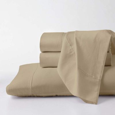 Pure Egyptian Queen-XL Size Cotton Bed Sheets Set 1000 Thread Count Bedding and Pillowcases Egyptian Cotton Sheets Queen-XL Size Bed- Sateen Sheets -18" Inch Deep Pocket Queen-XL Sheets - Taupe