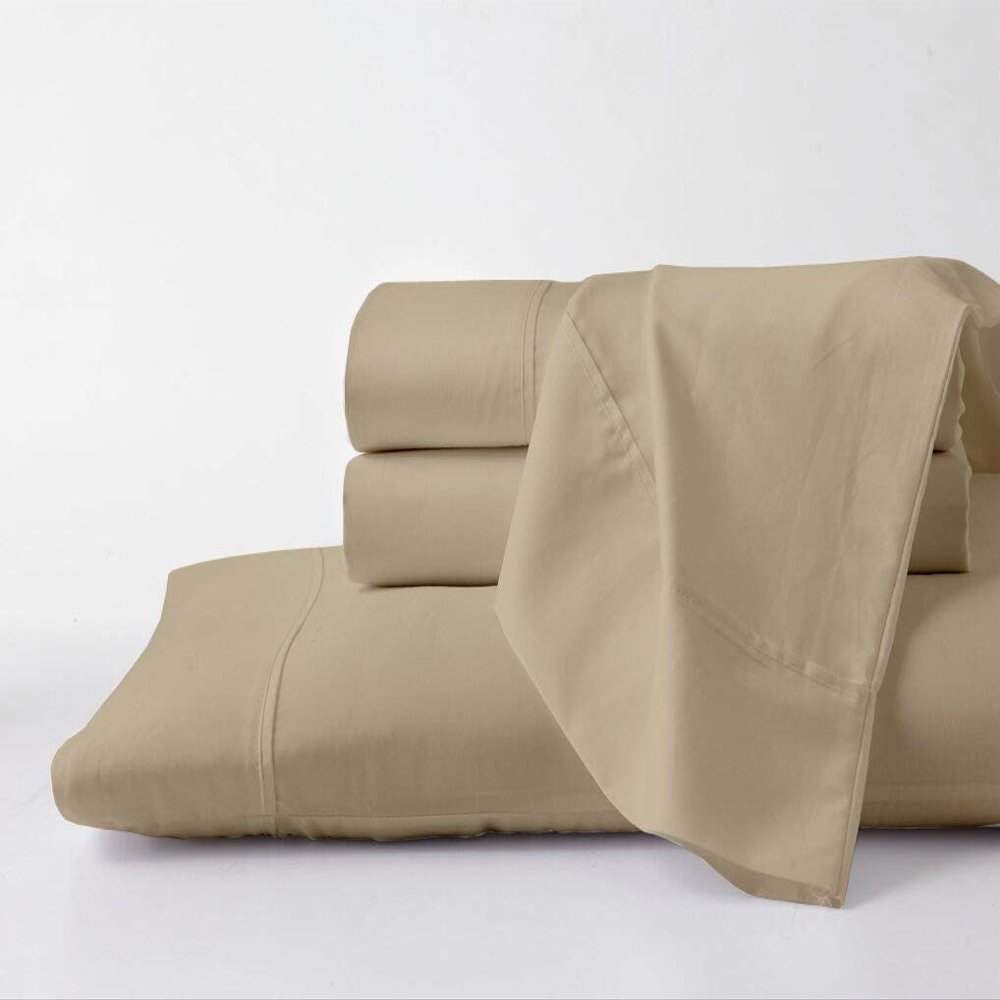 Pure Egyptian Queen-XL Size Cotton Bed Sheets Set 1000 Thread Count Bedding and Pillowcases  Egyptian Cotton Sheets Queen-XL Size Bed- Sateen Sheets -18" Inch Deep Pocket Queen-XL Sheets - Taupe