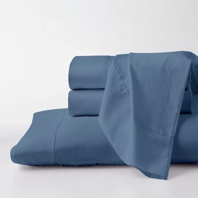 Pure Egyptian Full Size Cotton Bed Sheets Set 1000 Thread Count Bedding and Pillowcases  Egyptian Cotton Sheets Full Size Bed- Sateen Sheets -15" Inch Deep Pocket Full Sheets - Mediterranean Blue