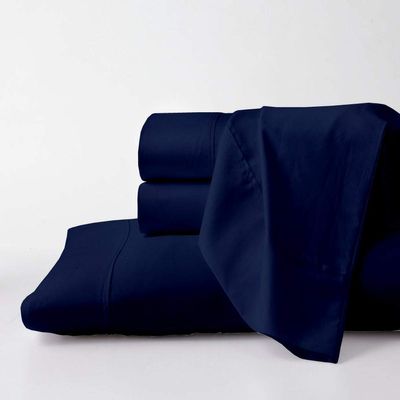 Pure Egyptian Full-XL Size Cotton Bed Sheets Set 1000 Thread Count Bedding and Pillowcases  Egyptian Cotton Sheets Full-XL Size Bed- Sateen Sheets -15" Inch Deep Pocket Full-XL Sheets - Navy Blue