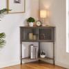 Corner Cabinet/Table, 3-Tier Shelves with Protection Door, Metal Frame Storage Shelf Organizer for Small Space, Living Room, Kitchen, Bathroom view 1