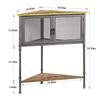 Corner Cabinet/Table, 3-Tier Shelves with Protection Door, Metal Frame Storage Shelf Organizer for Small Space, Living Room, Kitchen, Bathroom view 2