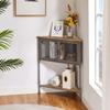 Corner Cabinet/Table, 3-Tier Shelves with Protection Door, Metal Frame Storage Shelf Organizer for Small Space, Living Room, Kitchen, Bathroom view 4