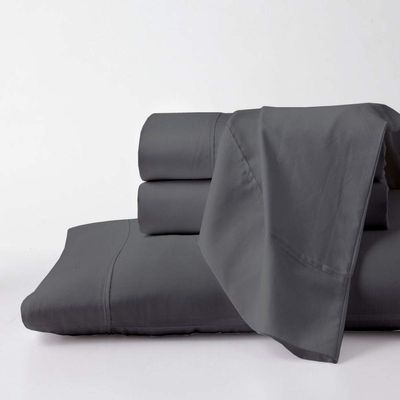 Pure Egyptian Full-XL Size Cotton Bed Sheets Set 1000 Thread Count Bedding and Pillowcases  Egyptian Cotton Sheets Full-XL Size Bed- Sateen Sheets -15" Inch Deep Pocket Full-XL Sheets - Dark Grey