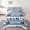 Feelyou Kids Train Comforter Set Vehicles Bedding Set for Boys Teens Decor Choo-Choo Rail Roads Tracks Comforter Cartoon Car Blue Duvet Set Twin Size with 1 Pillow Case Boys view 1