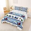 Feelyou Kids Train Comforter Set Vehicles Bedding Set for Boys Teens Decor Choo-Choo Rail Roads Tracks Comforter Cartoon Car Blue Duvet Set Twin Size with 1 Pillow Case Boys view 2