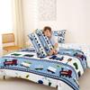 Feelyou Kids Train Comforter Set Vehicles Bedding Set for Boys Teens Decor Choo-Choo Rail Roads Tracks Comforter Cartoon Car Blue Duvet Set Twin Size with 1 Pillow Case Boys view 3