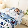 Feelyou Kids Train Comforter Set Vehicles Bedding Set for Boys Teens Decor Choo-Choo Rail Roads Tracks Comforter Cartoon Car Blue Duvet Set Twin Size with 1 Pillow Case Boys view 4