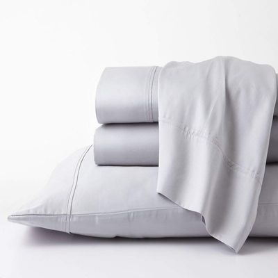 Pure Egyptian Full Size Cotton Bed Sheets Set 1000 Thread Count Bedding and Pillowcases  Egyptian Cotton Sheets Full Size Bed- Sateen Sheets -15" Inch Deep Pocket Full Sheets - Light Grey