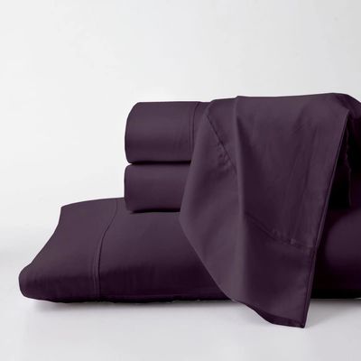 Pure Egyptian Queen-XL Size Cotton Bed Sheets Set 1000 Thread Count Bedding and Pillowcases Egyptian Cotton Sheets Queen-XL Size Bed- Sateen Sheets -18" Inch Deep Pocket Queen-XL Sheets - Plum