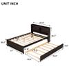 CITYLIGHT Full Bed with Twin Size Trundle, Full Size Platform Bed with Bookcase Headboard and Pull Out Trundle Bed, Wooden Full Bed Frame with Storage Shelves, No Box Spring Needed (Full, Espresso) view 2