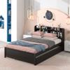 CITYLIGHT Full Bed with Twin Size Trundle, Full Size Platform Bed with Bookcase Headboard and Pull Out Trundle Bed, Wooden Full Bed Frame with Storage Shelves, No Box Spring Needed (Full, Espresso) view 3