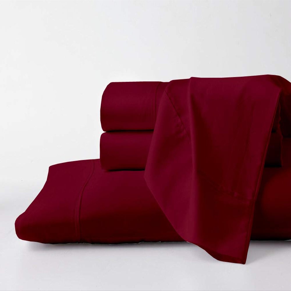 Pure Egyptian Full Size Cotton Bed Sheets Set 1000 Thread Count Bedding and Pillowcases  Egyptian Cotton Sheets Full Size Bed- Sateen Sheets -15" Inch Deep Pocket Full Sheets - Burgundy