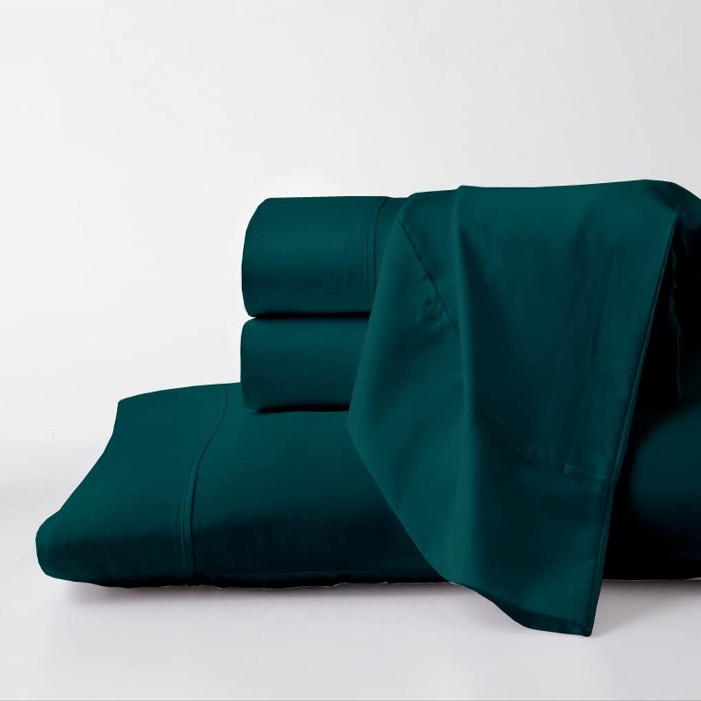 Pure Egyptian Full-XL Size Cotton Bed Sheets Set 1000 Thread Count Bedding and Pillowcases  Egyptian Cotton Sheets Full-XL Size Bed- Sateen Sheets -15" Inch Deep Pocket Full-XL Sheets - Teal Blue