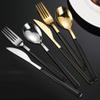 30 Piece Black Gold Silverware Set for 6 Square Handle Flatware Sets Stainless Steel Durable Home Kitchen Restaurant Halloween Cutlery Utensils Sets Delicate Knifes Forks Spoons Tableware Set view 2