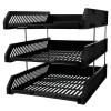 1pc3 Tray Newspaper Workspace Desk Office Plastic Home Rack Organizer Upright Document with Shelves Decor Letter Paper Accessories Tray - Desktop Storage Shelf File -Tier view 1