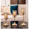 YQBUER European Style Home Retro Metal Pillar Candle Holder with Glass Cover Candlelight Dinner Lamp Props Candle Holder Ornament Candle Holder (Size : 36cm) view 2