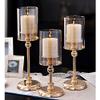 YQBUER European Style Home Retro Metal Pillar Candle Holder with Glass Cover Candlelight Dinner Lamp Props Candle Holder Ornament Candle Holder (Size : 36cm) view 4