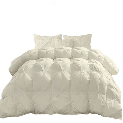 Premium Quality - Oversized Full Size (82" x 86") Inches, 3pc Pinch Comforter Set - Ultra-Soft - All-Season Down Duvet Insert 500 GSM 800 Thread Count 100% Egyptian Cotton Cover - Ivory Solid