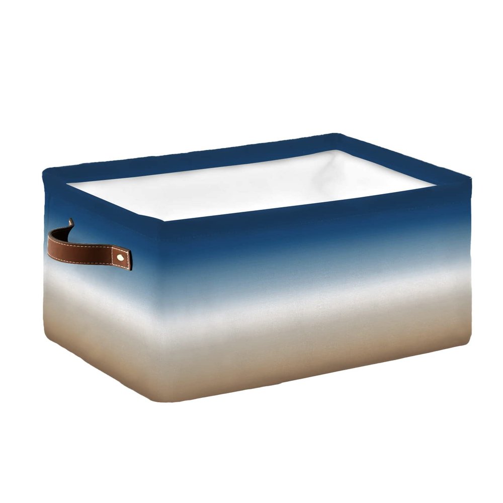 Large Storage Baskets Bins Navy Blue Beige Ombre Cream Collapsible Storage Box Laundry Organizer for Closet Shelf Nursery Kids Bedroom Modern Abstract Art Aesthetics