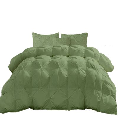 Premium Quality - Queen/Full XL Size (88" x 92") Inches, 3pc Pinch Comforter Set - Ultra-Soft - All-Season Down Duvet Insert 500 GSM 800 Thread Count 100% Egyptian Cotton Cover - Moss Solid