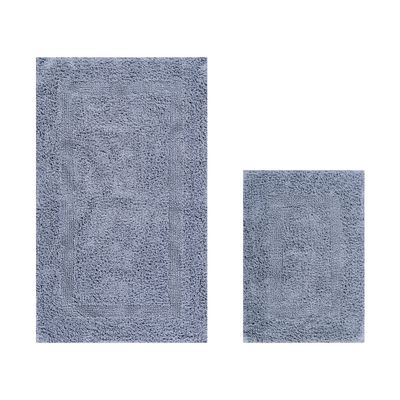 Better Trends 2 Piece Bath Rugs Set Silver Reversible Super Soft, Cotton Bath Room Rug Mat Set Absorbent Machine Washable for Decor Tub, Shower, Bath Room Floor, Laundry Room Lux Collection