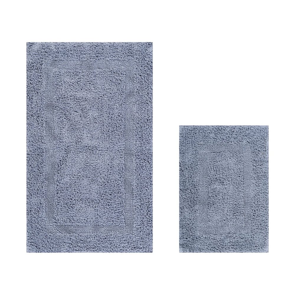 Better Trends 2 Piece Bath Rugs Set Silver Reversible Super Soft, Cotton Bath Room Rug Mat Set Absorbent Machine Washable for Decor Tub, Shower, Bath Room Floor, Laundry Room Lux Collection