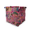 22" Indian Handmade Cotton Embroidered Patchwork Square Pouf view 1
