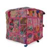 22" Indian Handmade Cotton Embroidered Patchwork Square Pouf view 4