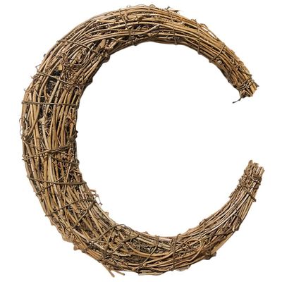 SEWACC Grape Vine Wreaths Twig Garland Christmas Garland Moon Shape Grapevine Twigs Fall Wreath for Wedding Holiday Door Wall Christmas Party Home Decor Rattan