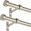 2-Pack Curtain Rod for Windows 28-48",Adjustable Window Curtain Rods with Premium Aluminum End Cap Finials and Full Surround Brackets,3/4"(0.062Feet) Diameter,Brushed Nickel Drapery Rods for Curtains view 1