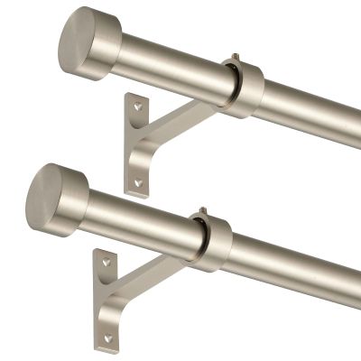 2-Pack Curtain Rod for Windows 72-144",Adjustable Window Curtain Rods with Premium Aluminum End Cap Finials and Full Surround Brackets,7/8"(0.073Feet) Diameter,Brushed Nickel Drapery Rods