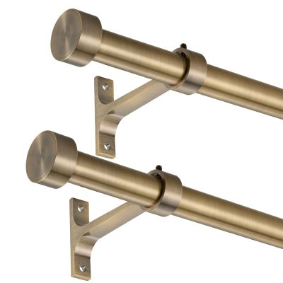2-Pack Curtain Rod for Windows 28-48",Adjustable Window Curtain Rods with Premium Aluminum End Cap Finials and Full Surround Brackets,3/4"(0.062Feet) Diameter,Antique Bronze Drapery Rods for Curtains