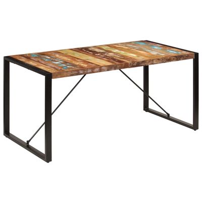 GOLINPEILO Antique-Style Wooden Dining Table with Powder-Coated Iron Legs 63"x31.5"x29.5" Solid Reclaimed Wood