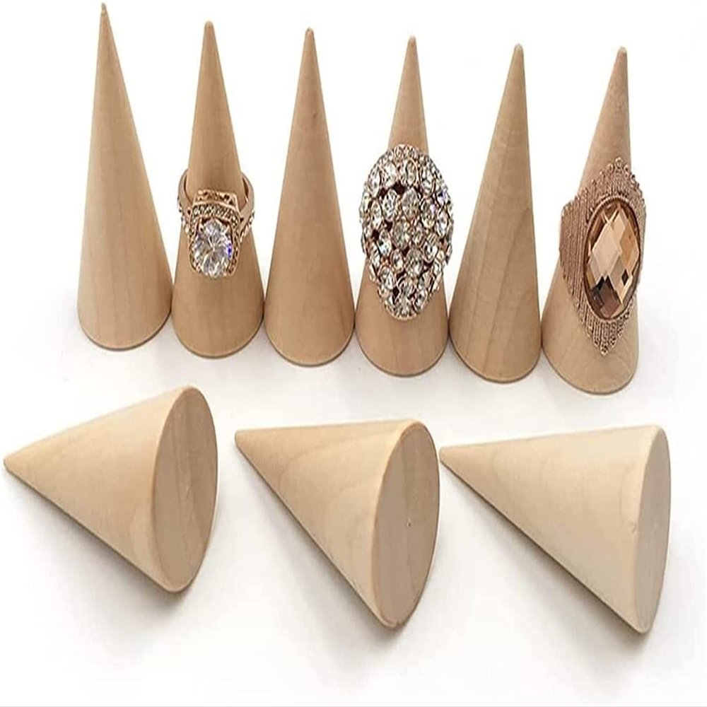 NIUBB Creative Solid Wood Cone Ring Display Stand RingJewelry Storage Cabinet Shooting Props Factory Wholesale (Color : OneColor)