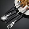 30 Piece Black Silverware Set for 6 Square Handle Flatware Sets Stainless Steel Durable Home Kitchen Restaurant Halloween Cutlery Utensils Sets Delicate Knifes Forks Spoons Tableware Set view 2