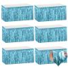 6 Pack 29x108 Inch Light Blue Metallic Foil Fringe Table Skirts Banner for Tinsel Streamer Garland Curtains Backdrop for Parade Floats Wedding Baby Shower Birthday Christmas Halloween Party Decoration view 1